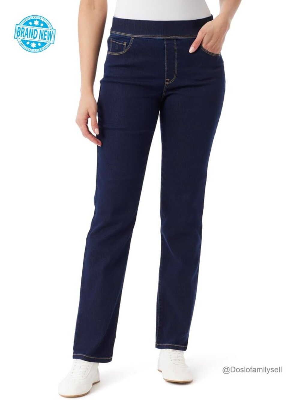 High Rise Pull On Jean with Hidden Elastic Band - 5 Pockets